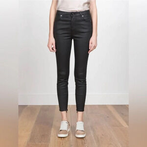 Schoen By Yu Sharkskin Black Coated Ingenue Ankle Zip Skinny Pants Size 25